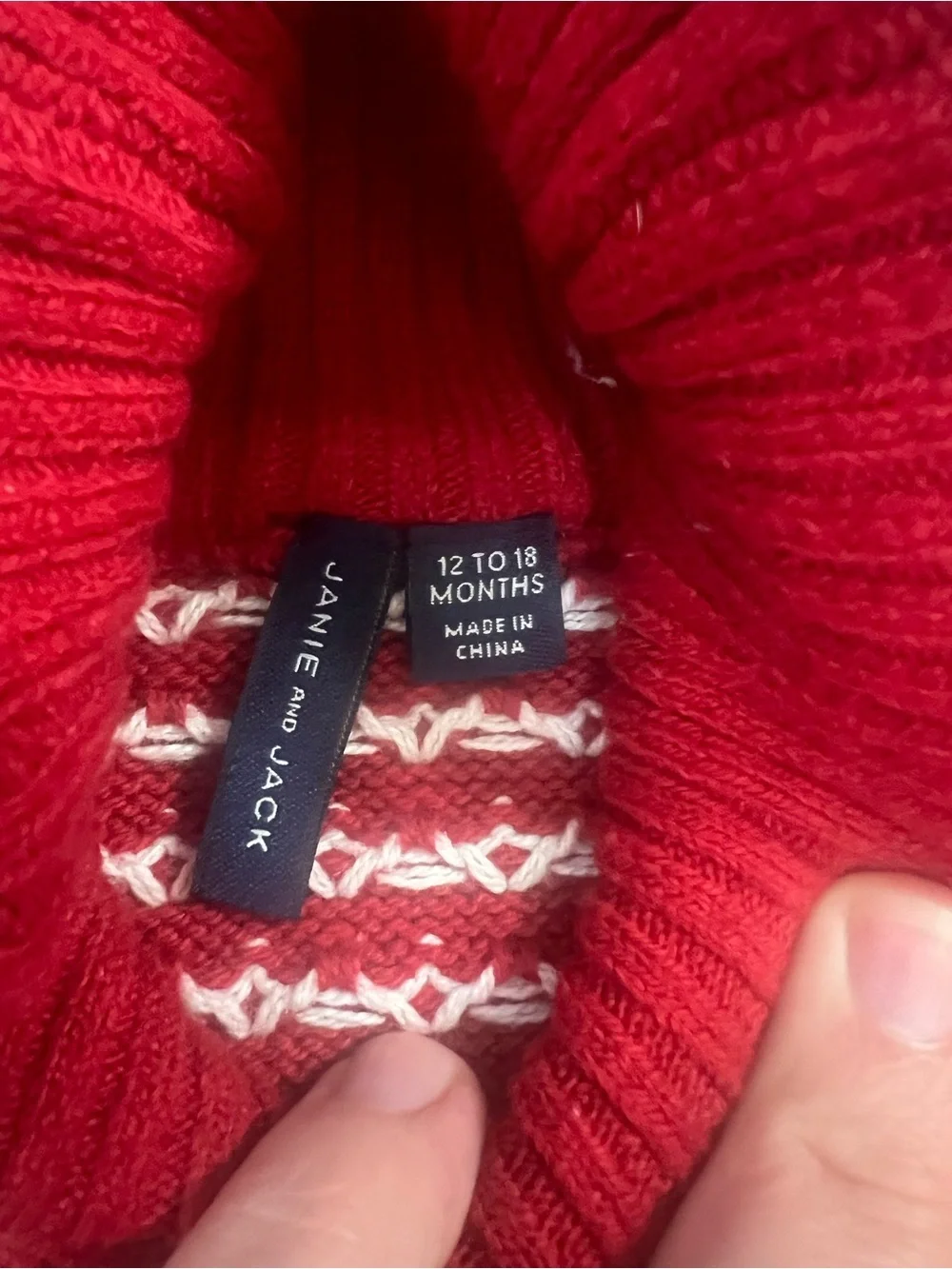 Janie and Jack Baby Boy 18-24 months Red Nordic Button-Up Cardigan Sweater